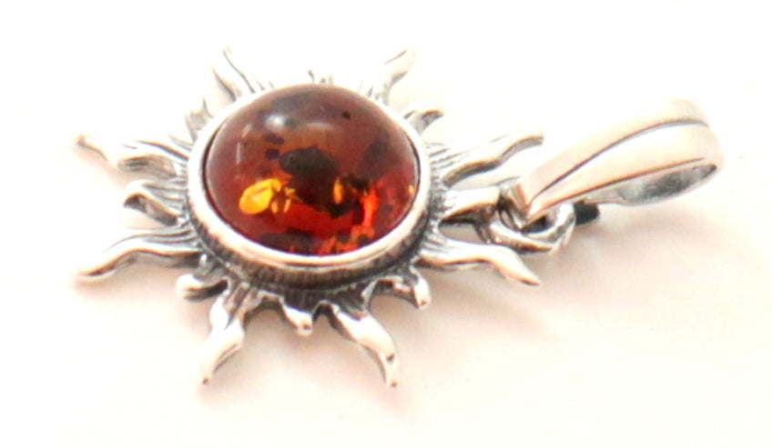 PSP-3 Silver and Amber Sun Cognac Pendant-2