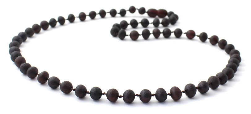 Unpolished Amber Cherry Black Adult Necklace-2