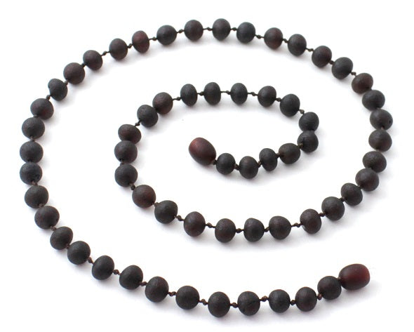 Unpolished Amber Cherry Black Adult Necklace-0