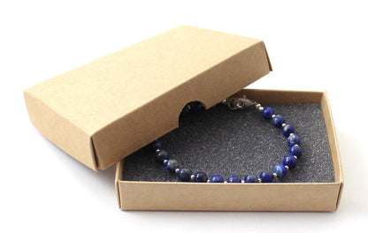 Lapis Lazuli Blue Bracelet With Silver Beads-1