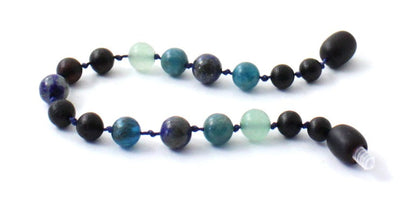 Amber Raw Cherry Beaded Bracelet With Apatite, Aventurine and Lapis Lazuli-2