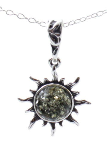 PSP-3 Silver and Amber Sun Cognac Pendant-4