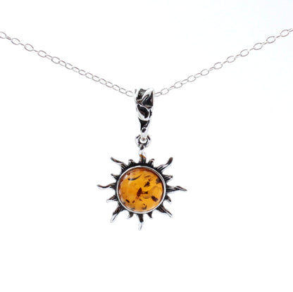 PSP-3 Silver and Amber Sun Cognac Pendant-0