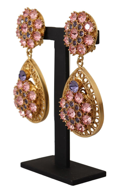 Gold Crystal DG SICILY Clip-on Jewelry Dangling Earrings