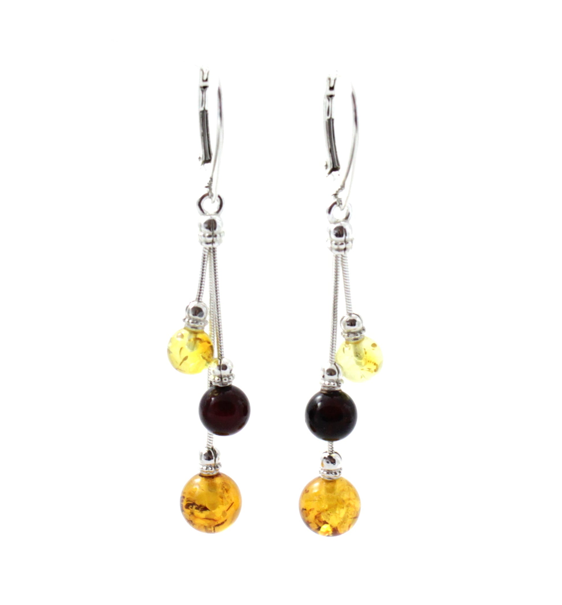 Baltic Amber Long Coloured Drop Earrings-0