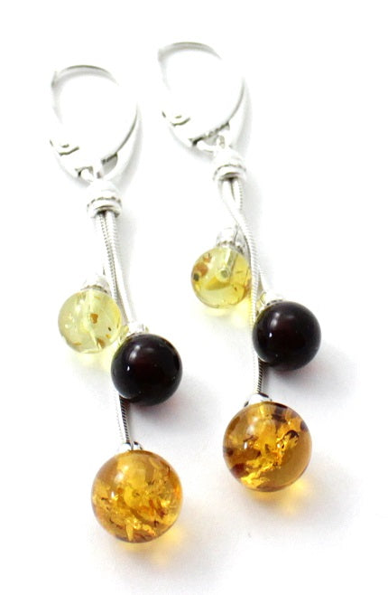 Baltic Amber Long Coloured Drop Earrings-3