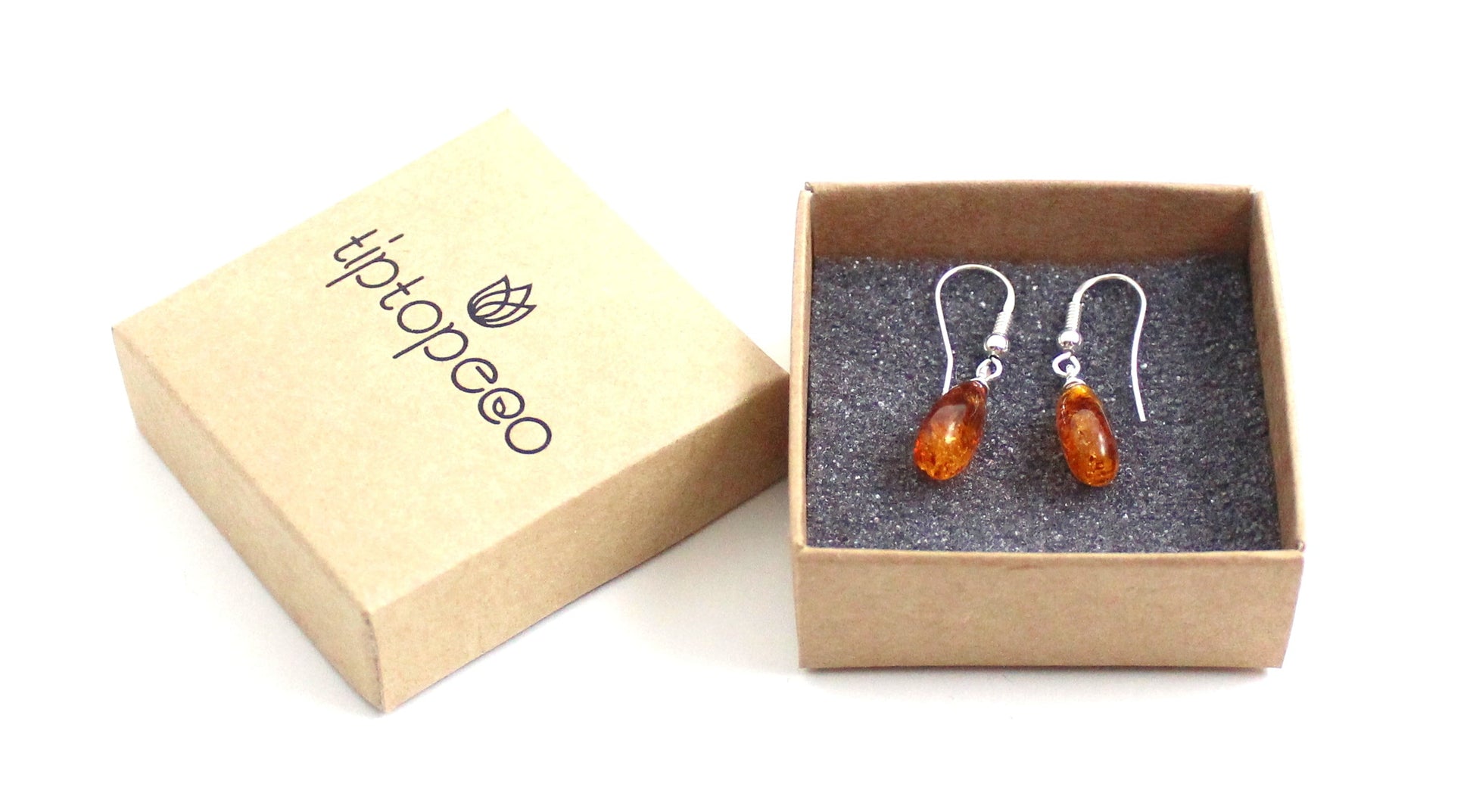 EDP-3D Drop Earrings With Amber Cognac and Silver-1