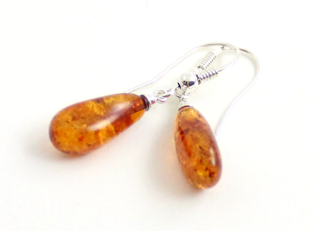 EDP-3D Drop Earrings With Amber Cognac and Silver-5