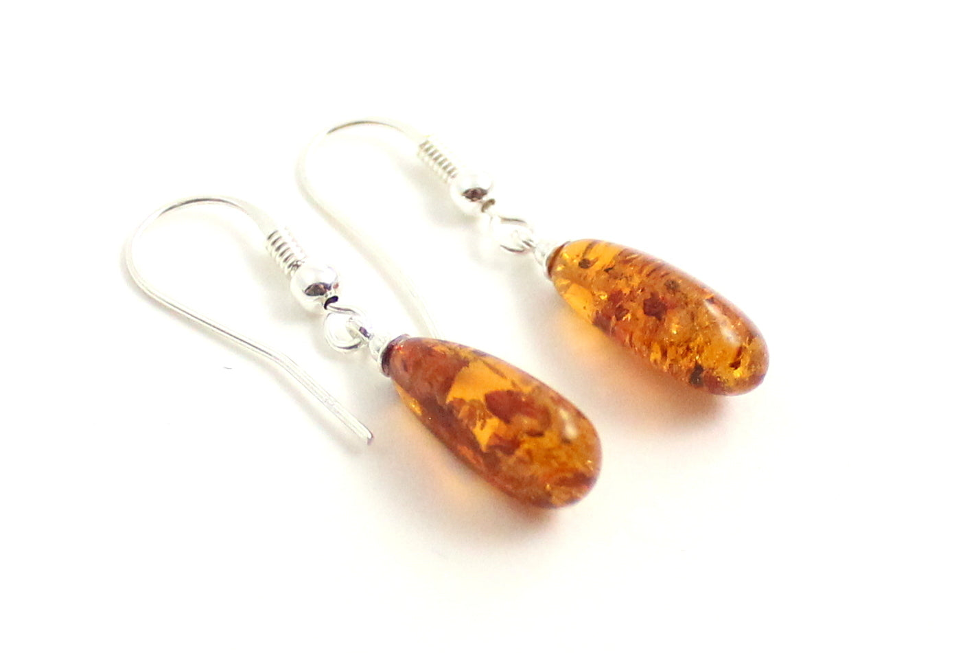 EDP-3D Drop Earrings With Amber Cognac and Silver-3