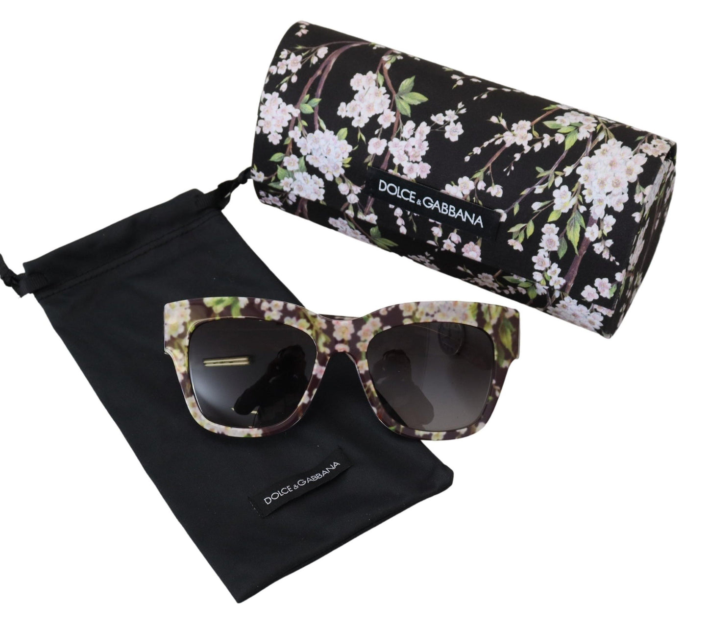 Black Floral Acetate Rectangle Shades DG4231F Sunglasses