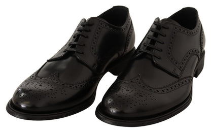Black Leather Oxford Wingtip Formal Shoes