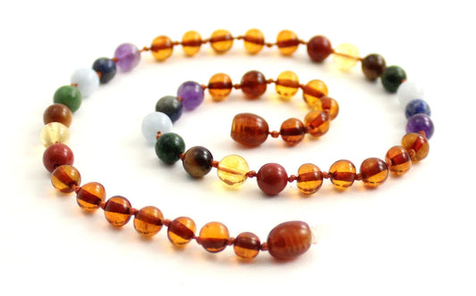 Amber and Chakra Gemstone Necklaces-0