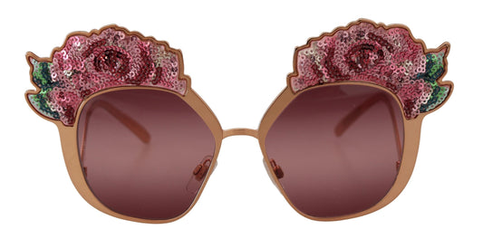 Dolce & Gabbana Pink Gold Rose Sequin Embroidery DG2202 Sunglasses