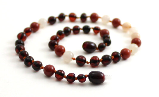 Amber and Red Jasper Gemstone Necklaces-0