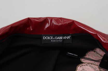Dolce & Gabbana Maroon Floral Full Zip Polyester Women Jacket