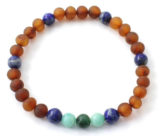 Unpolished Amber Stretch Bracelets With Gemstones-0