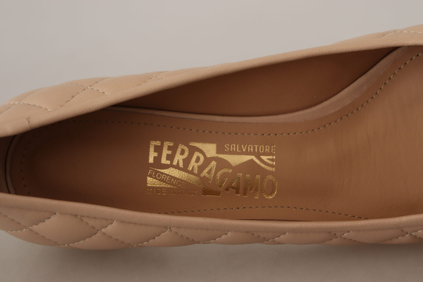 Salvatore Ferragamo Beige & Black Nappa Leather Pumps Shoes