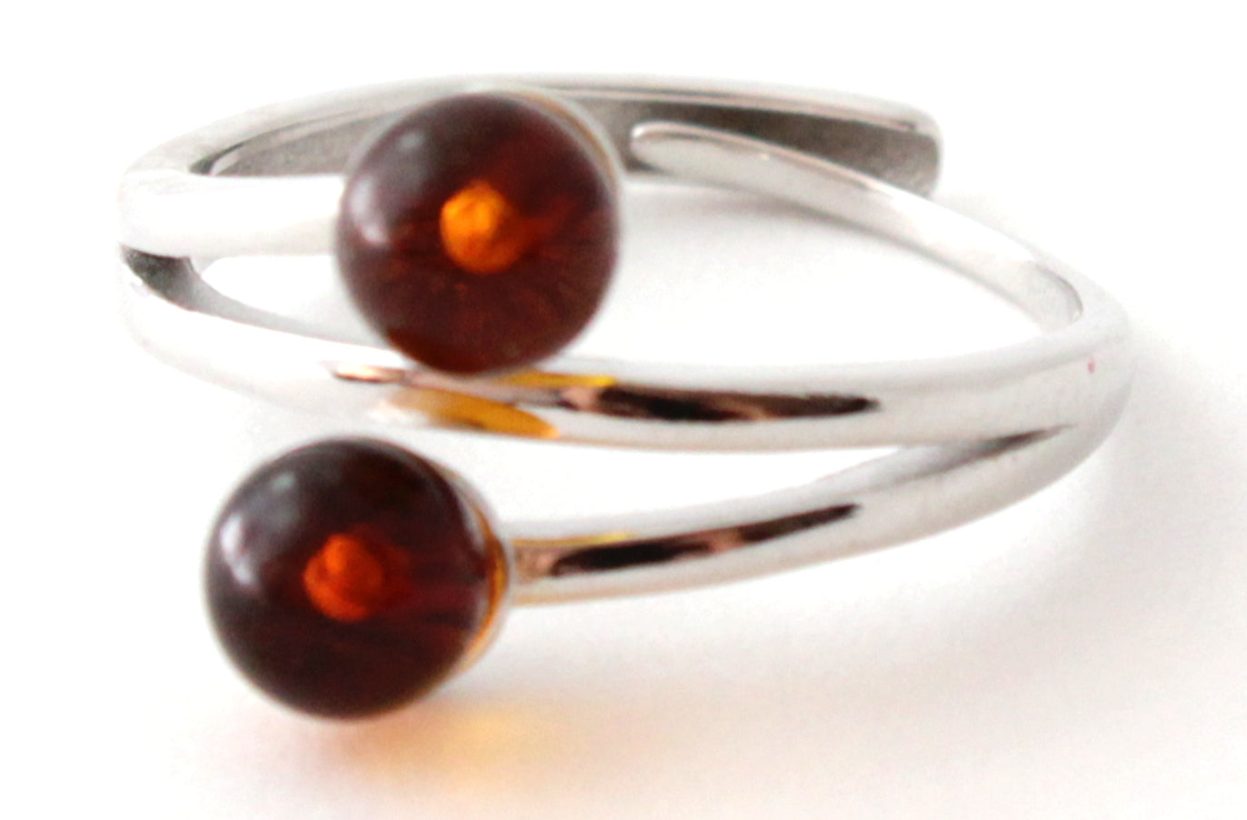 RRP-4S2 Silver Ring With Baltic Amber Beads-3