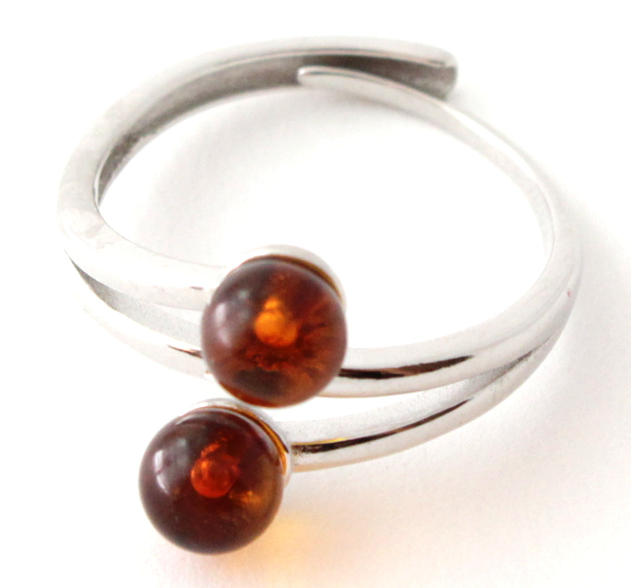 RRP-4S2 Silver Ring With Baltic Amber Beads-4