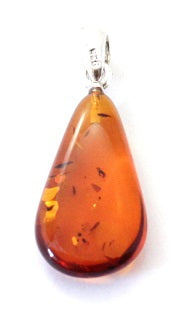 POP-3 Amber Drop Cognac Polished Pendant With Silver-3