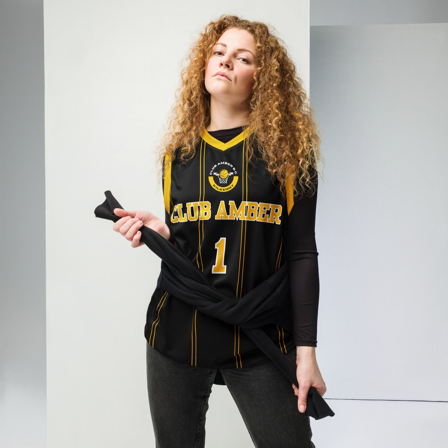 Club Amber #1 Unisex Basketball Jersey 2023 - Designed by Moon Behind The Hill Available to Buy at a Discounted Price on Moon Behind The Hill Online Designer Discount Store