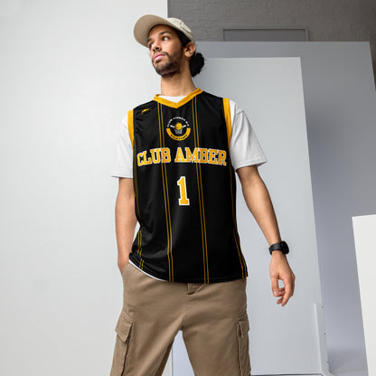 Club Amber #1 Unisex Basketball Jersey 2023 - Designed by Moon Behind The Hill Available to Buy at a Discounted Price on Moon Behind The Hill Online Designer Discount Store