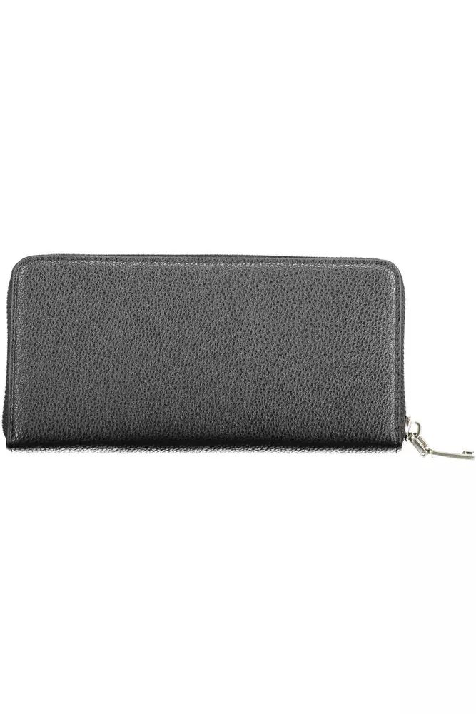Elegant Black Polyethylene Wallet with Zip Closure