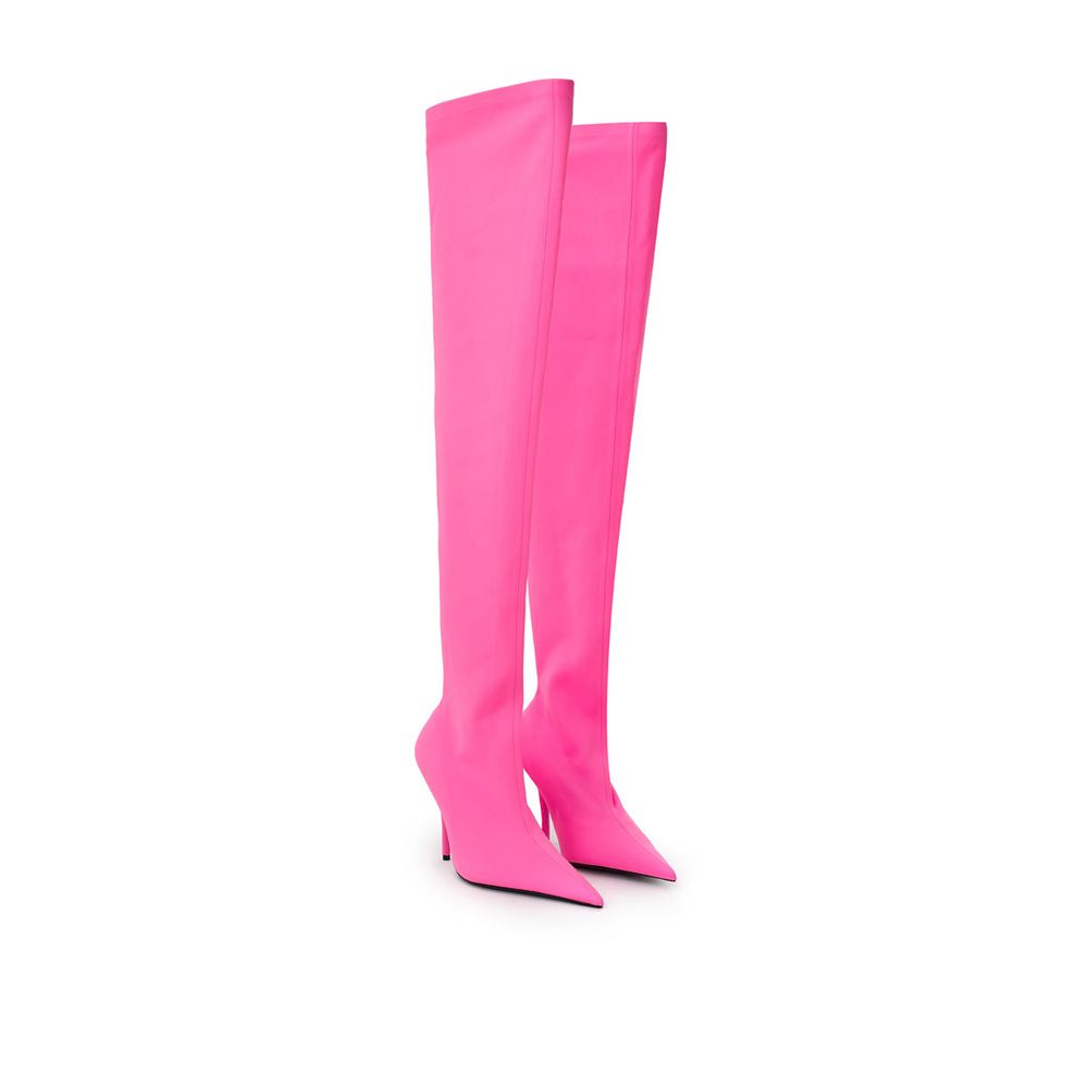 Elegant Pink Polyester Boots for Sophisticated Style