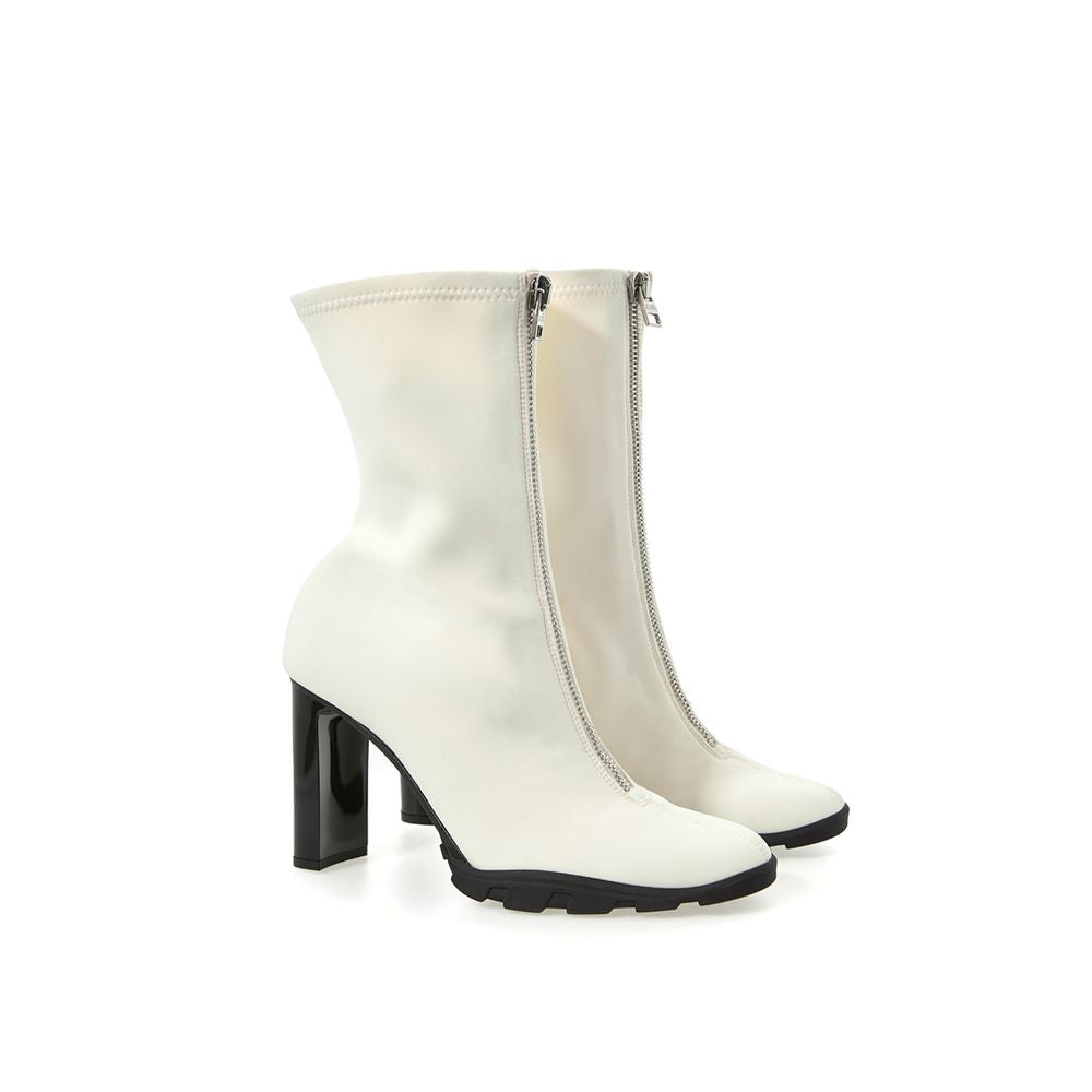 Elegant Neoprene Ankle Boots in White