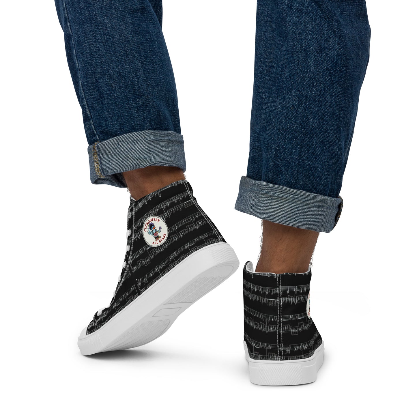 Black Cuckoofest '24 Men’s High Top Canvas Shoes