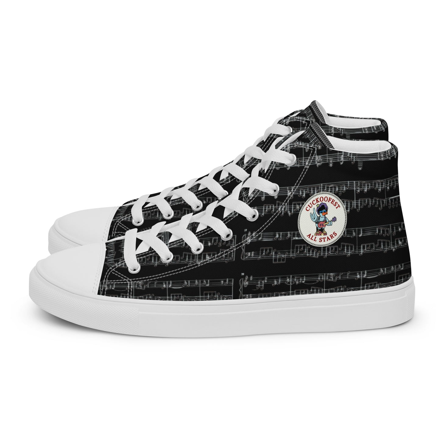 Black Cuckoofest '24 Men’s High Top Canvas Shoes