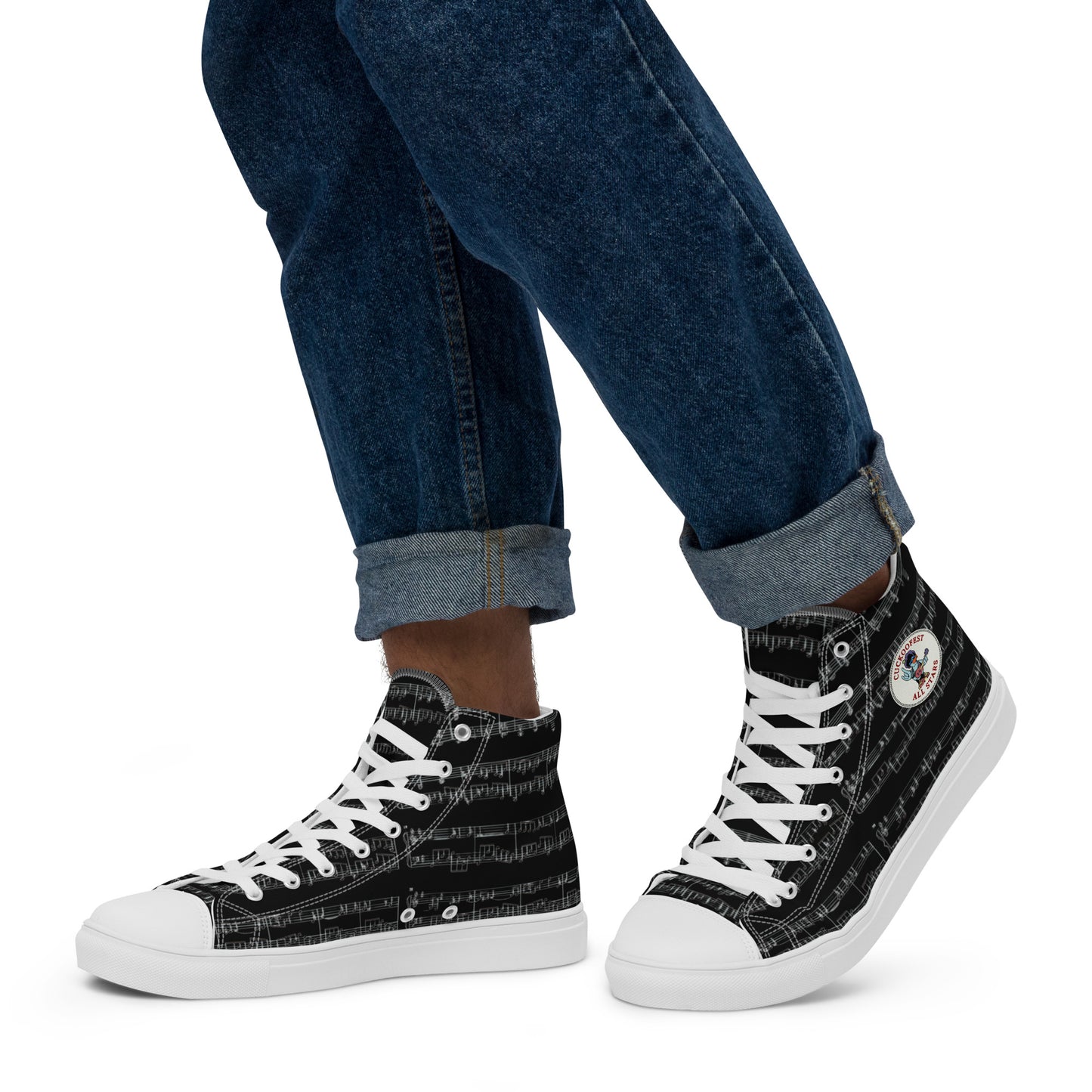 Black Cuckoofest '24 Men’s High Top Canvas Shoes