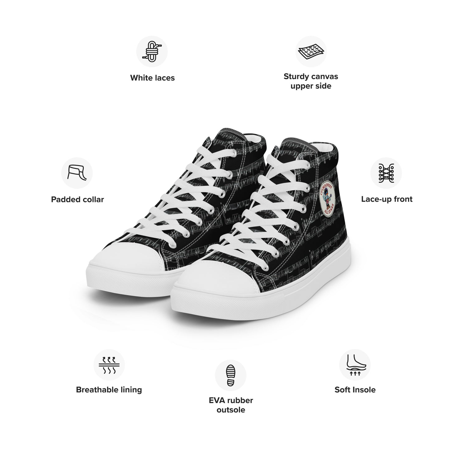 Black Cuckoofest '24 Men’s High Top Canvas Shoes