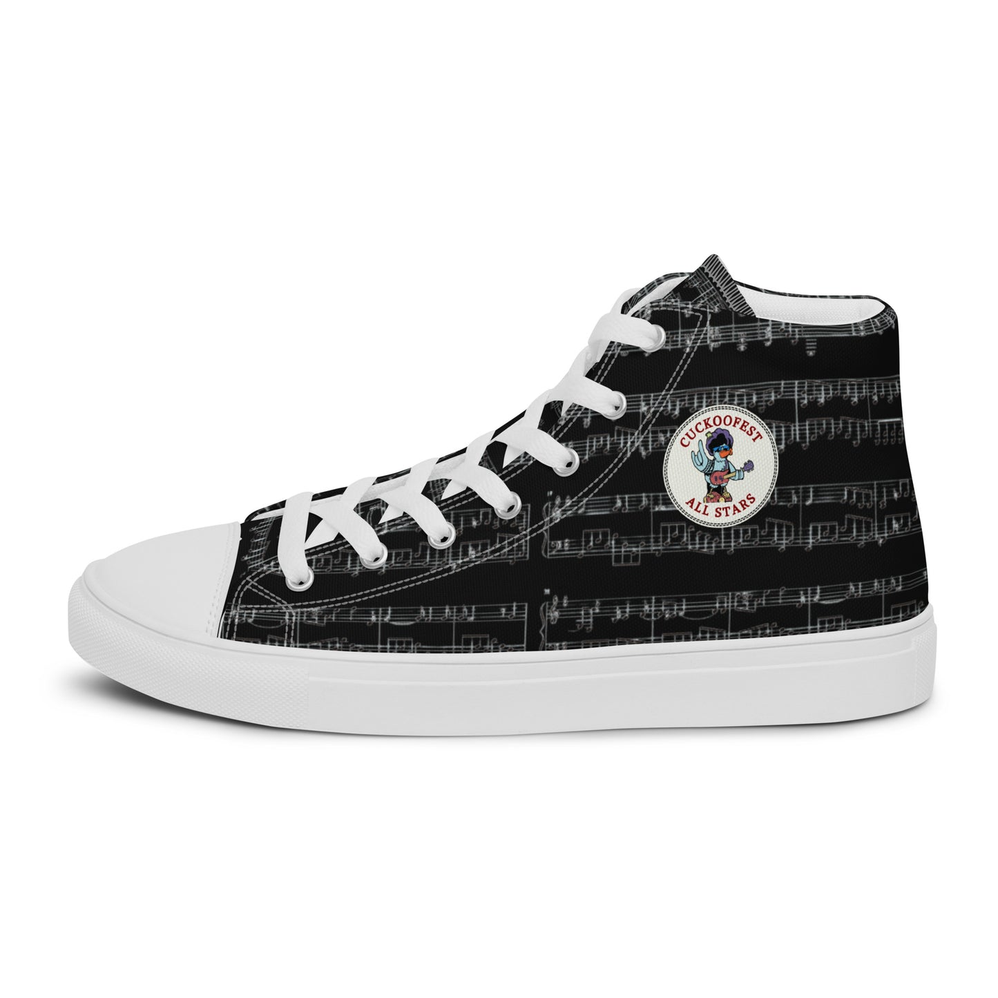 Black Cuckoofest '24 Men’s High Top Canvas Shoes