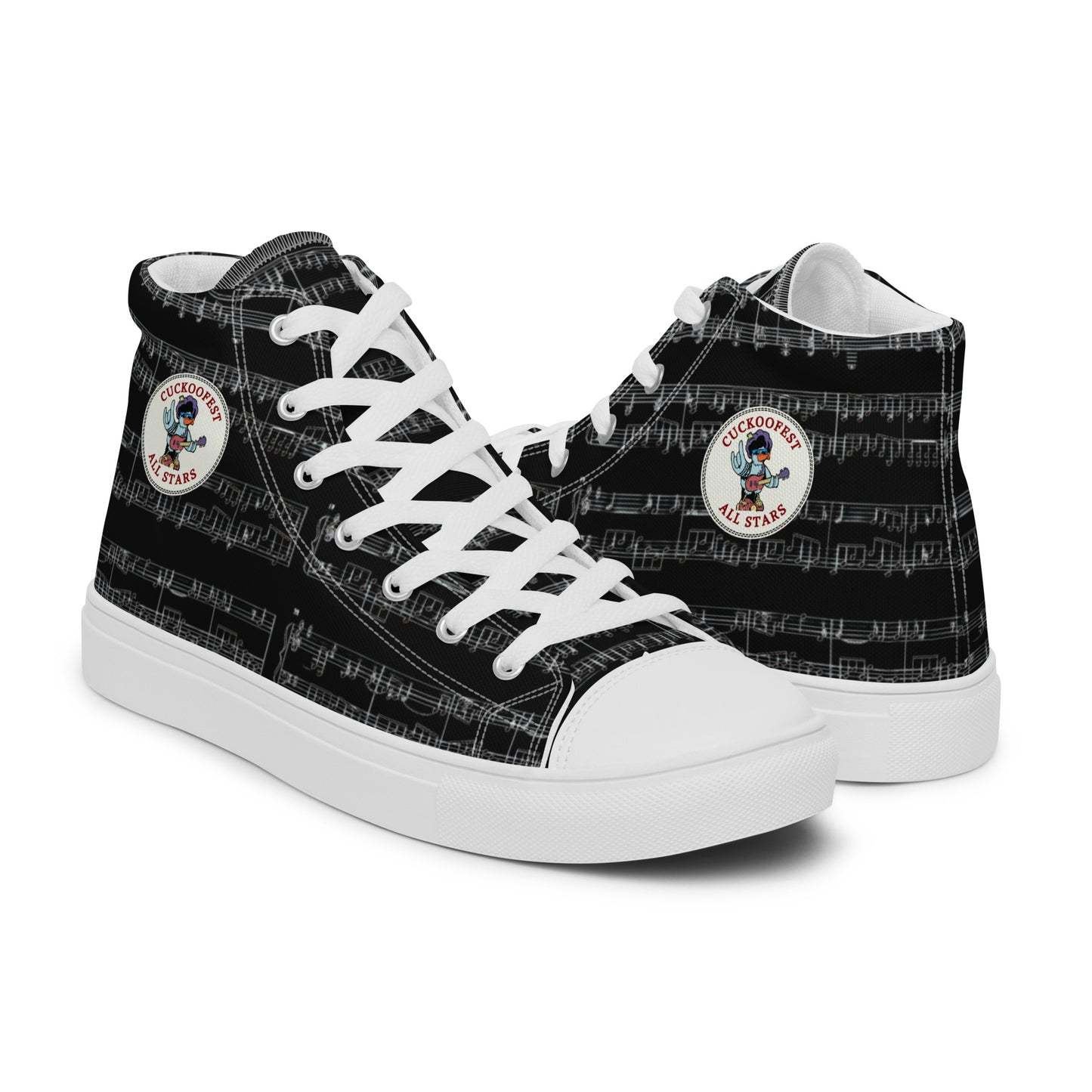 Black Cuckoofest '24 Men’s High Top Canvas Shoes