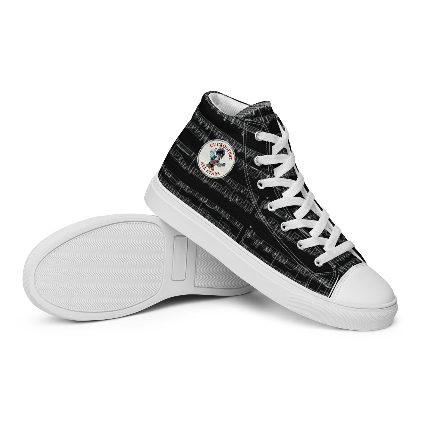 Black Cuckoofest '24 Men’s High Top Canvas Shoes