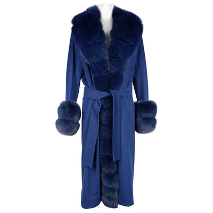 Blue Loro Piana Virgin Wool Long Coat