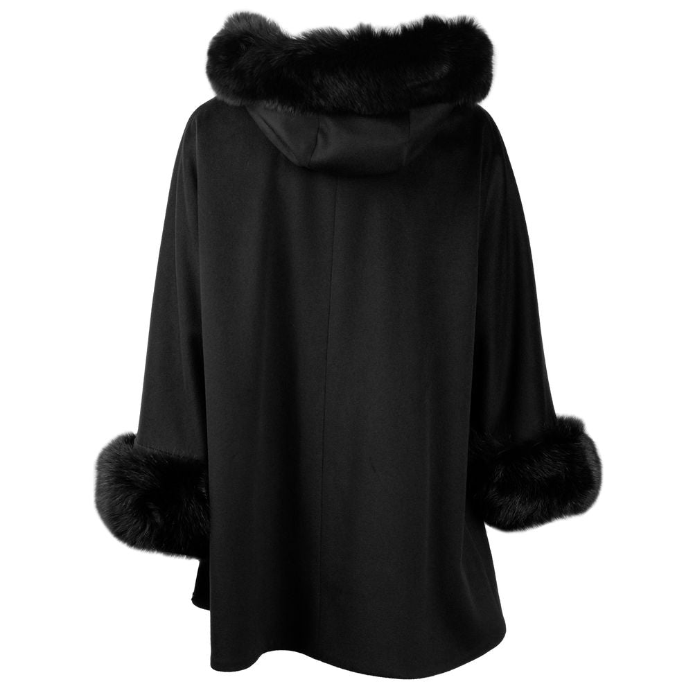 Black Loro Piana Virgin Wool Short Coat with Hood