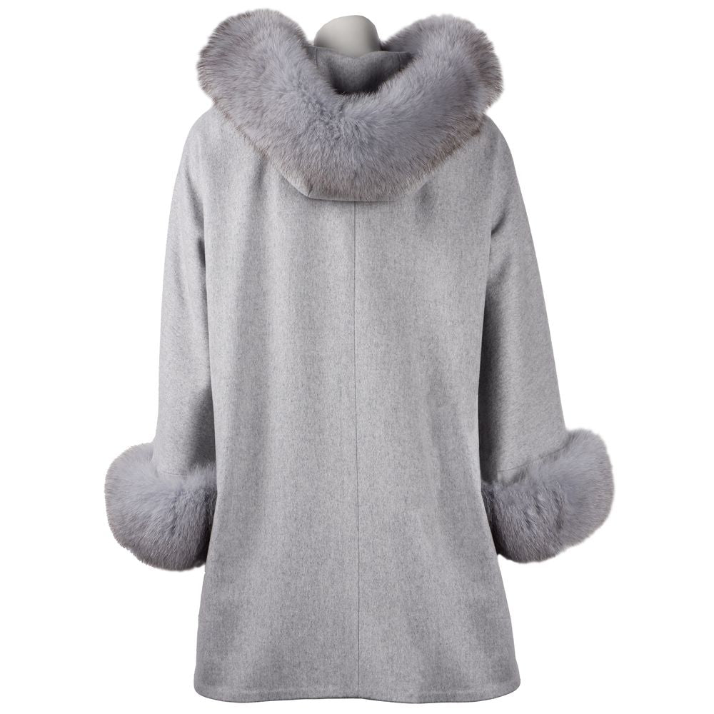 Gray Loro Piana Virgin Wool Short Coat with Hood