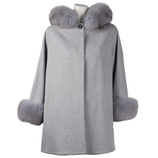 Gray Loro Piana Virgin Wool Short Coat with Hood