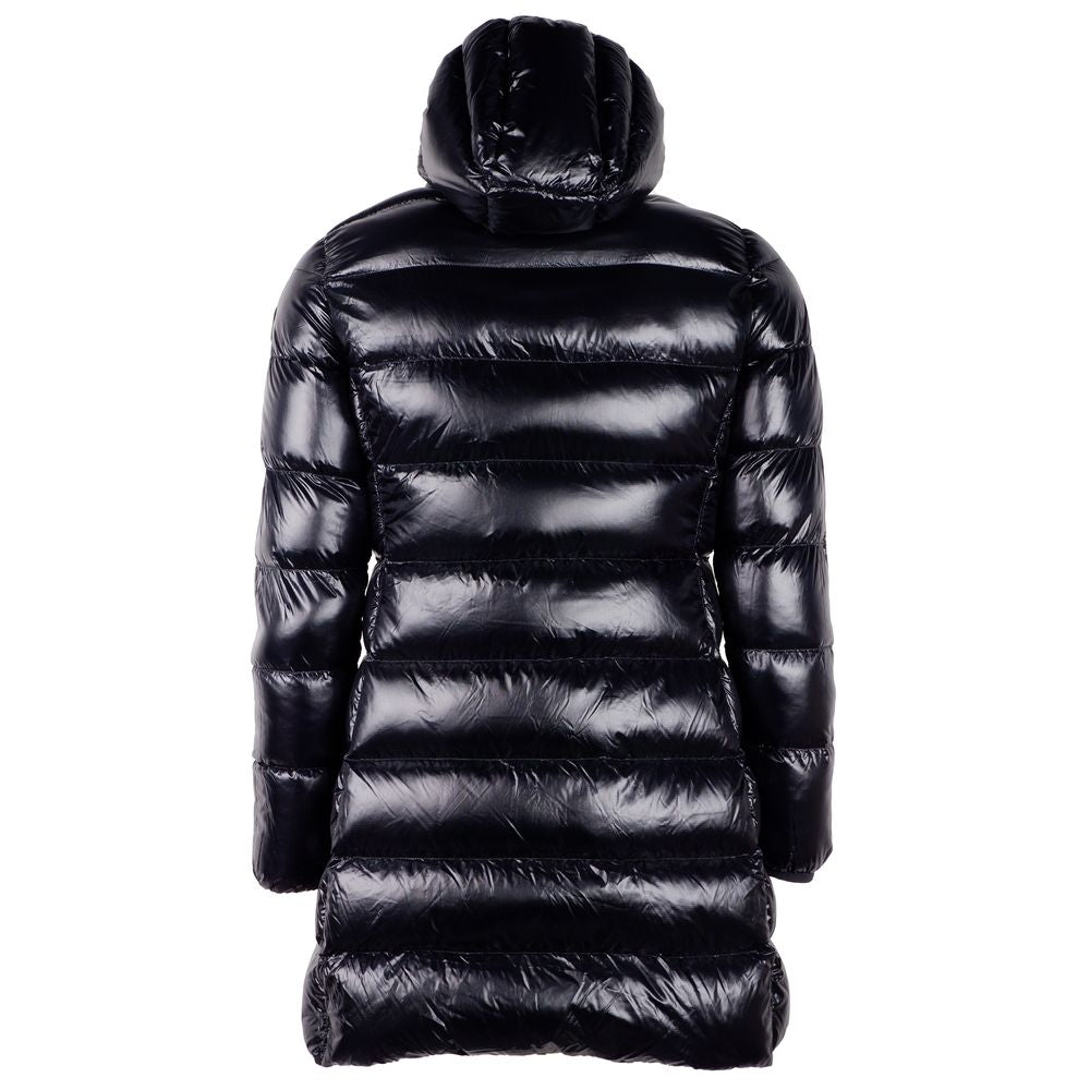 Centogrammi Women's Black Nylon Long Down Jacket with Hood