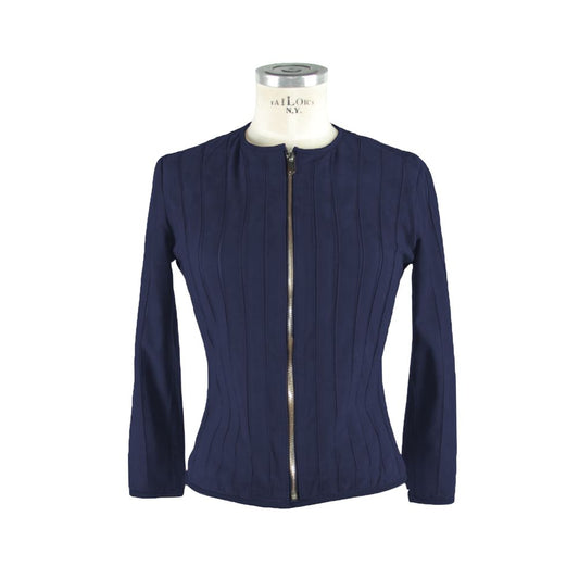 Emilio Romanelli Ladies' Blue Collarless Genuine Leather Jacket