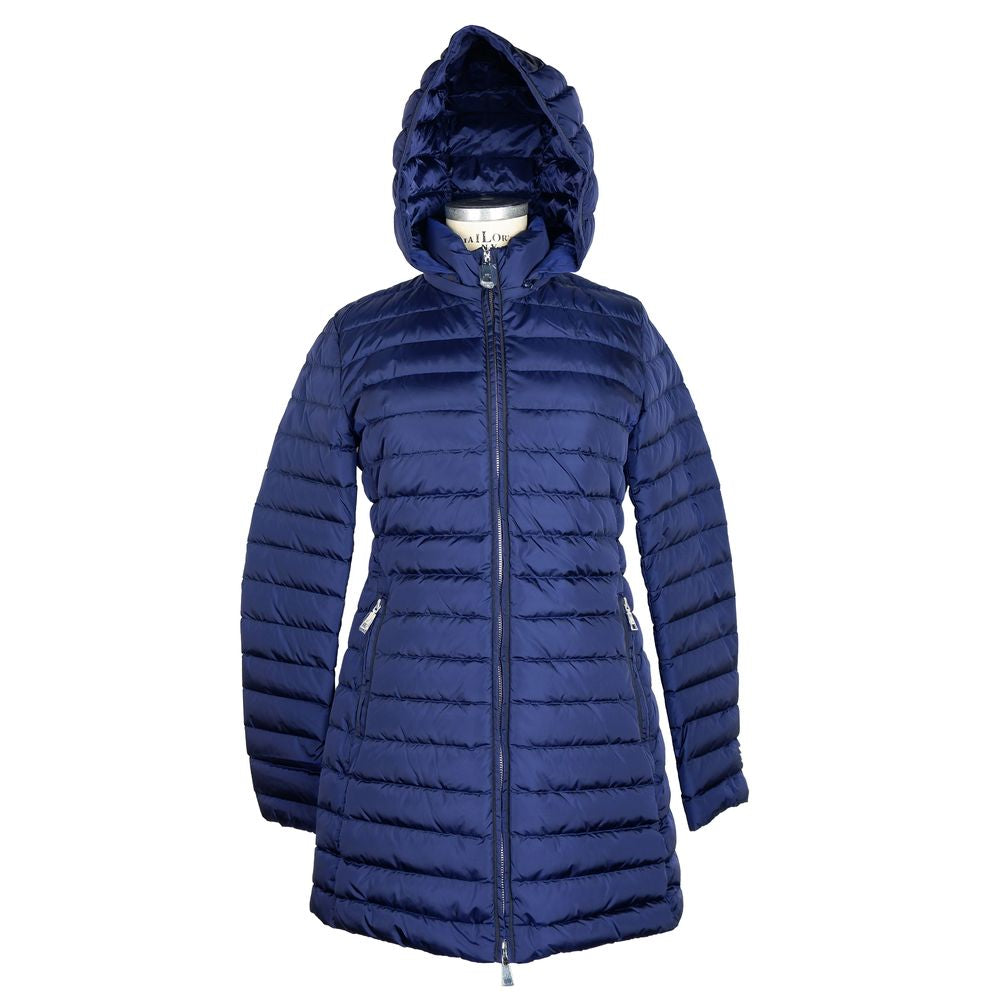 Add Women's Blue Medium Puff Coat with Hood