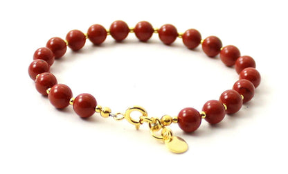 Red Jasper Bracelet With Silver Beads-2