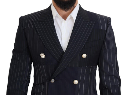 Elegant Navy Slim-Fit Double Breasted Blazer