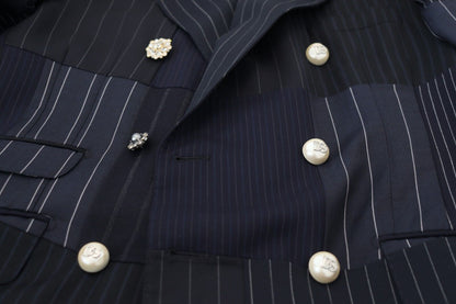 Elegant Navy Slim-Fit Double Breasted Blazer