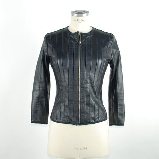 Emilio Romanelli Ladies' Blue Collarless Leather Jacket