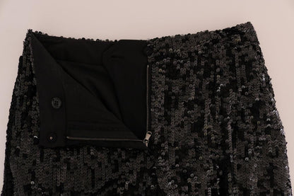 Black Sequined Fashion Shorts - Designed by Dolce & Gabbana Available to Buy at a Discounted Price on Moon Behind The Hill Online Designer Discount Store