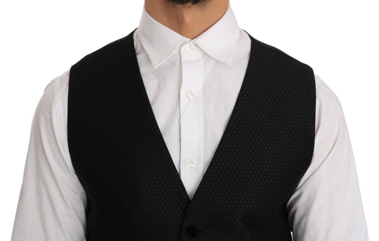 Black Polka Dot Pattern Vest - Designed by Dolce & Gabbana Available to Buy at a Discounted Price on Moon Behind The Hill Online Designer Discount Store