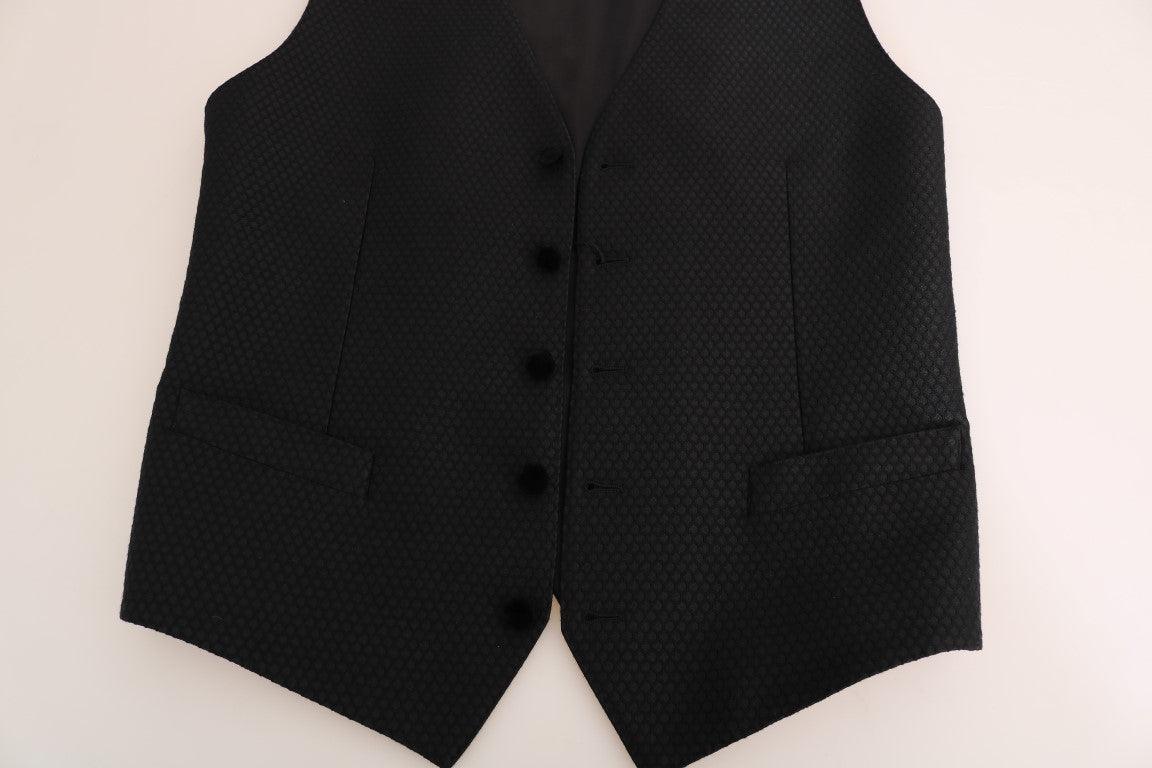 Black Polka Dot Pattern Vest - Designed by Dolce & Gabbana Available to Buy at a Discounted Price on Moon Behind The Hill Online Designer Discount Store